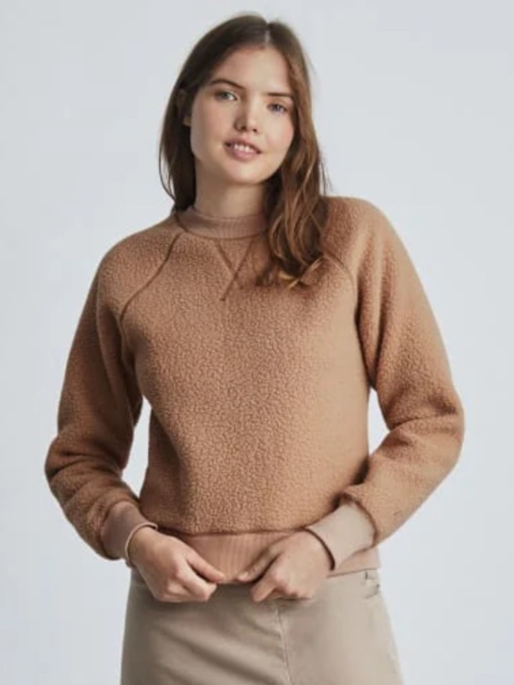 Everlane The ReNew Fleece Camel Raglan Sweatshirt